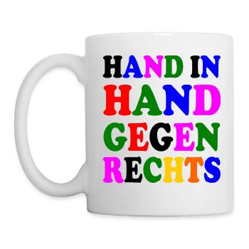 Hand in hand gegen rechts - Tasse - Weiß - Links