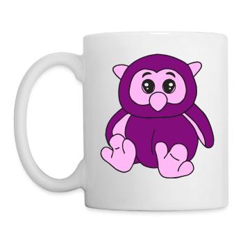 Süße lila Eule - Tasse - Weiß - Links