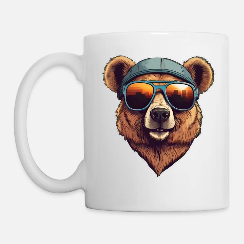 Cooler Bär mit Sonnenbrille - Tasse - Weiß