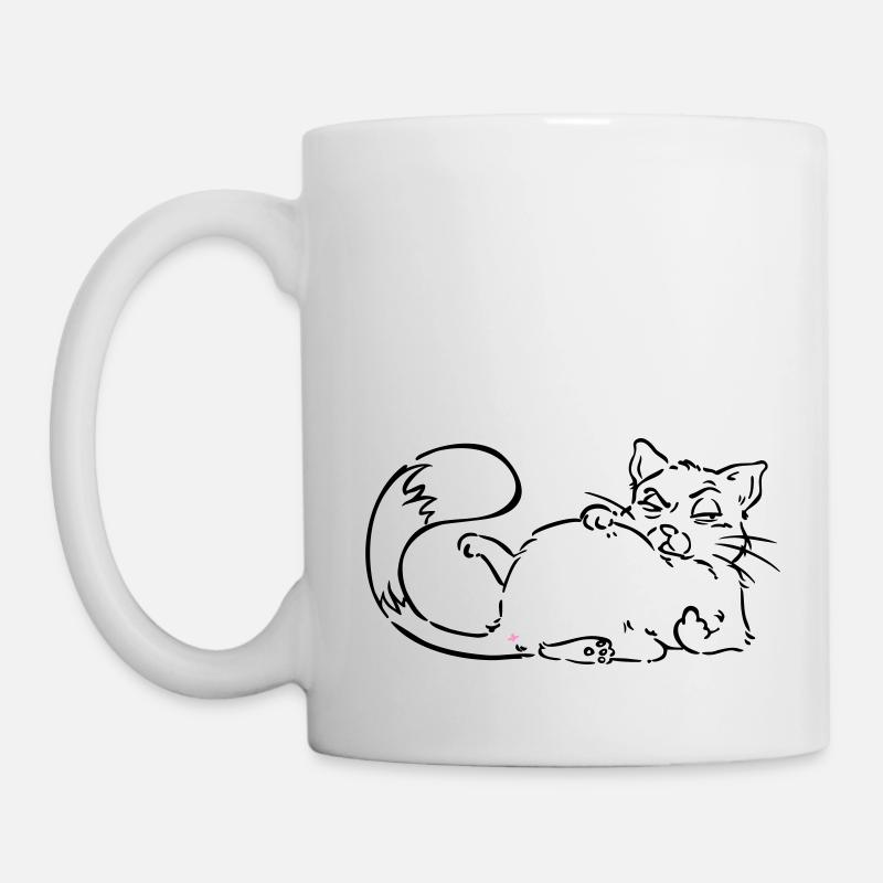 Katze Nö Nein Nope Mittelfinger personalisierbar - Tasse - Weiß
