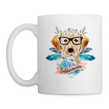 Labrador-Mama Blumen - Tasse - Weiß - Links