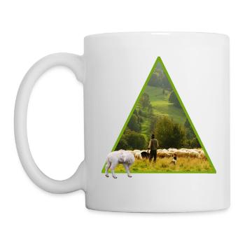sheep with shepherd - Mug - white - Left
