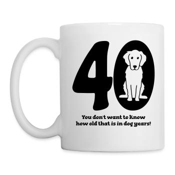 40. Geburtstag mit Hund - Tasse - Weiß - Links