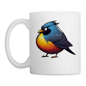 Dicker kleiner grimmiger Vogel - Tasse - Weiß - Links