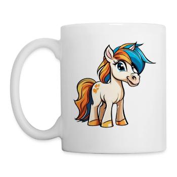 Niedliches kleines Pony Pferd - Tasse - Weiß - Links