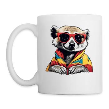 Naughty meerkat with sunglasses - Mug - white - Left