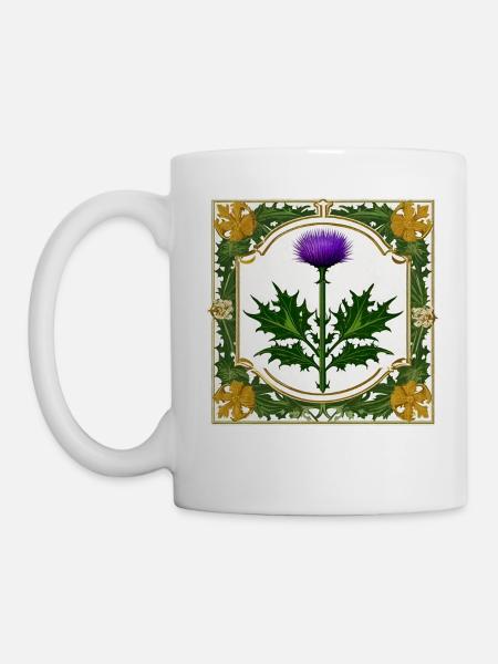 Distel als Wappen III - Tasse - Weiß
