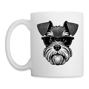 Cool schnauzer dog with sunglasses - Mug - white - Left