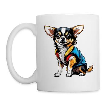 Cute little Chihuahua dog in comic style - Mug - white - Left