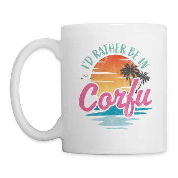 Je préférerais être à Corfou - Mug blanc - blanc - Gauche