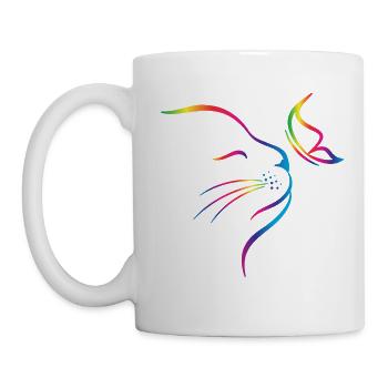 rainbow butterfly cat - Tasse - Weiß - Links