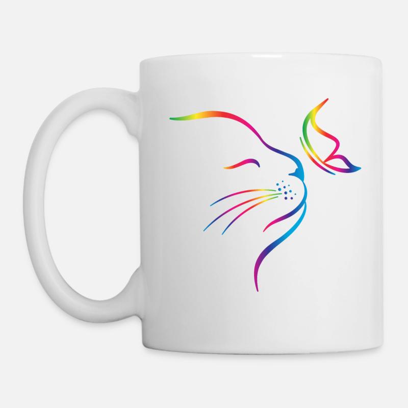 rainbow butterfly cat - Tasse - Weiß