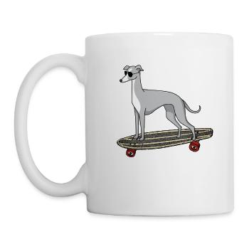 Greyhound Windhund Longboard skaten Sonnenbrille - Tasse - Weiß - Links