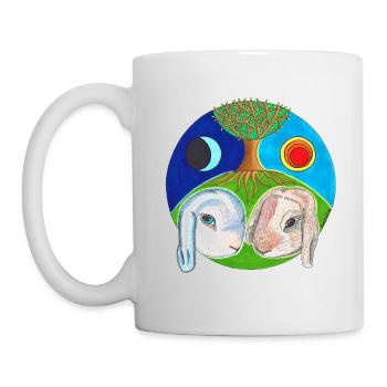 Lapins sous l’arbre - Mug blanc - blanc - Gauche