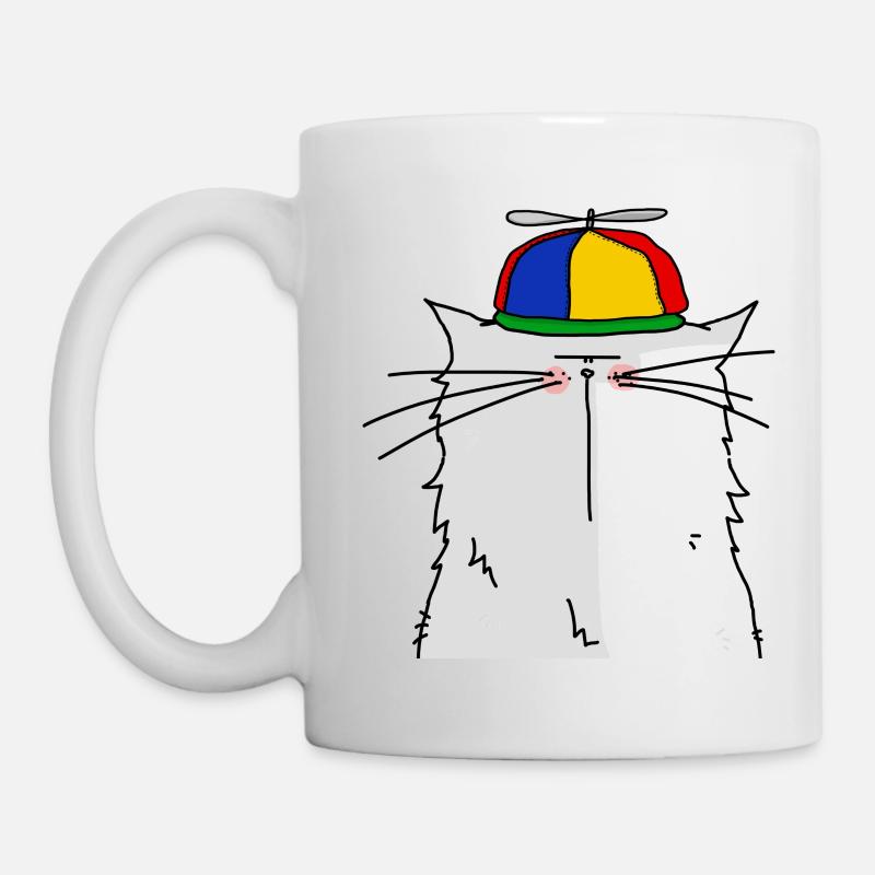 portrait d'un chat à casquette hélice - Mug blanc - blanc
