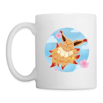 Adorable petit Renard à neuf queue / kitsune - Mug blanc - blanc - Gauche