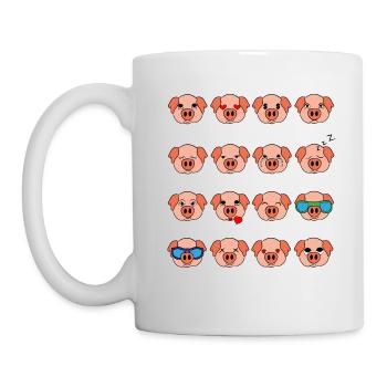 Cute Pig Pink Different Mood Emoticon Faces Of - Mug - white - Left