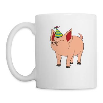 Celebration Party Pink Pig Farmer Oink Farm Barn - Mug - white - Left