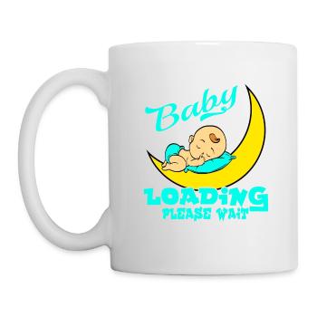 Chargement du bébé S’il vous plaît Attendre la chemise de grossesse pour - Mug blanc - blanc - Gauche