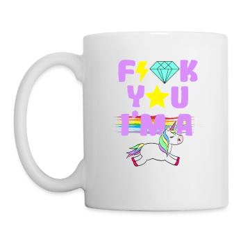 Fuck You I'm A Unicorn Equality Clouds Colorful - Tasse - Weiß - Links