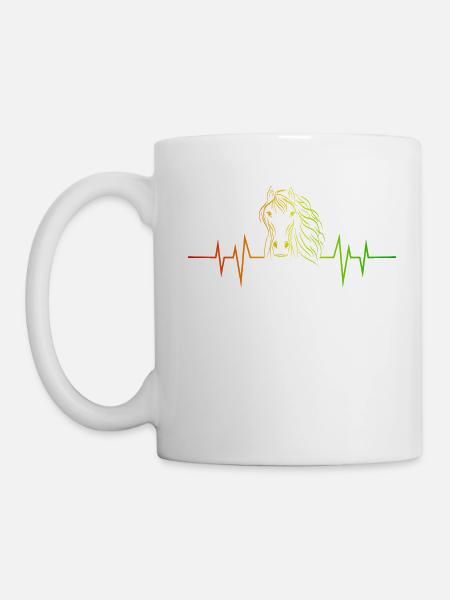 Heartbeat EKG Life Is Better With Horses Design - Tasse - Weiß