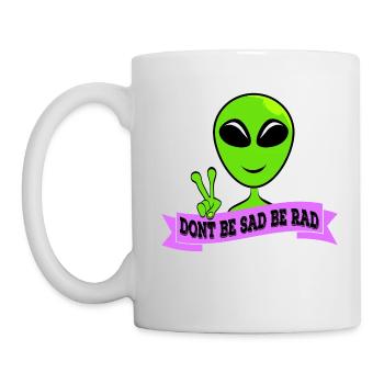 Ne soyez pas triste signe de paix Design T-shirt - Mug blanc - blanc - Gauche