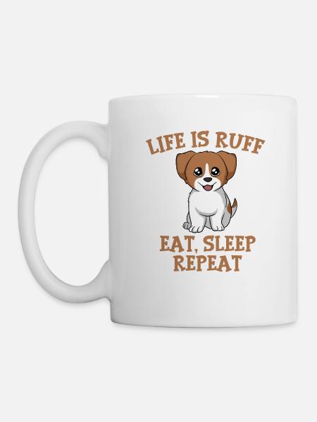 Dierenhond ontwerp voor pooteigenaren Het leven is ruff eten - Mok - wit