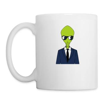 Drumming Shirt For Drummers "Drum & Bass Alien" - Tasse - Weiß - Links