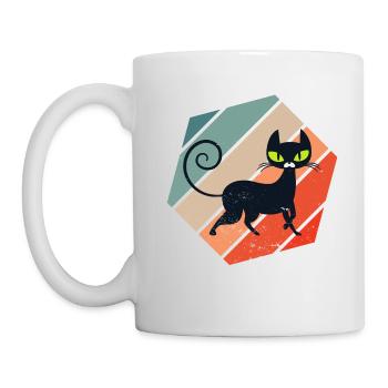 Retro Vintage Cute Feline Feral Meow Pet Animals - Tasse - Weiß - Links
