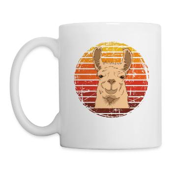Chemise en alpaga avec une image vintage rétro - Mug blanc - blanc - Gauche