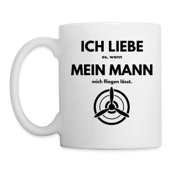 Ich liebe es wenn mein Mann mich fliegen lässt - Tasse - Weiß - Links