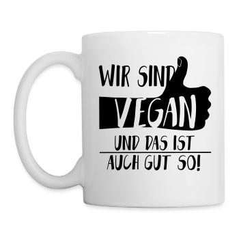 Vegan Gut so Daumen hoch SabineVegan HerzAufShirt - Tasse - Weiß - Links