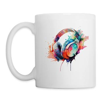 Quad dynamique d’écouteurs colorés - Mug blanc - blanc - Gauche