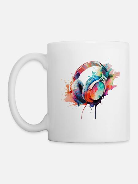 Dynamisches Quad aus bunten Kopfhörern - Tasse - Weiß