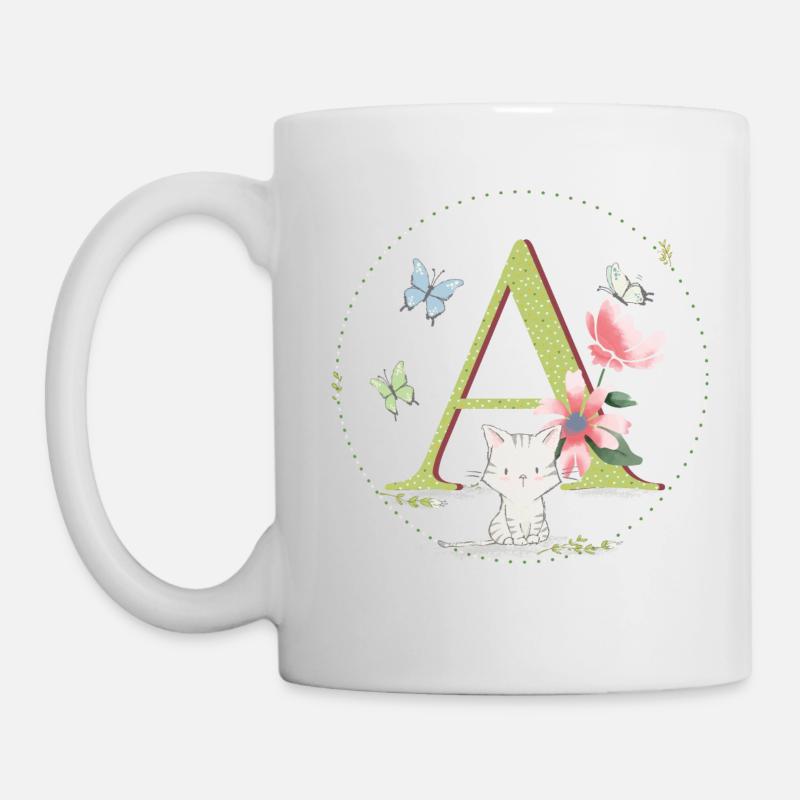 Lettre initiale A avec chat - Mug blanc - blanc