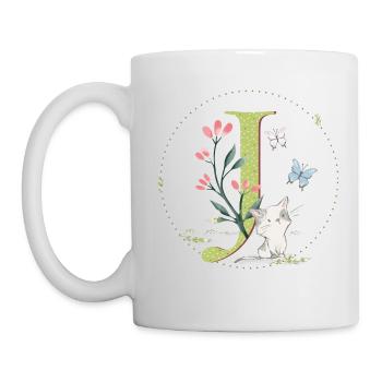 Initial letter J with cat - Mug - white - Left
