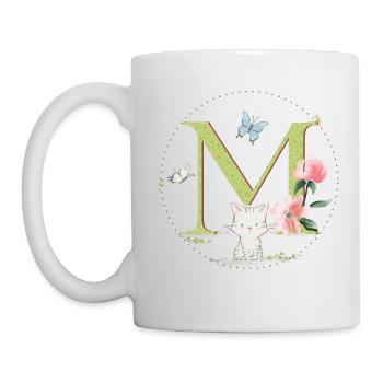 Lettre initiale M avec chat - Mug blanc - blanc - Gauche