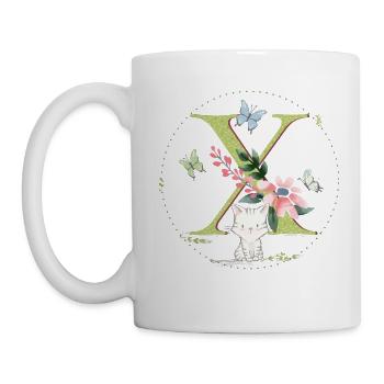 Lettre initiale X avec chat - Mug blanc - blanc - Gauche
