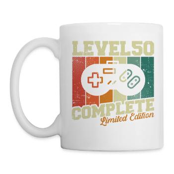 50th Birthday Gift Level 50 Complete - Mug - white - Left