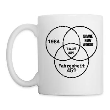 Dystopie - Du Bist Hier - dunkel - Tasse - Weiß - Links