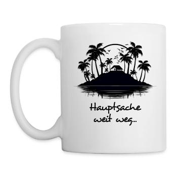 Hauptsache Weit Weg - dunkel - Tasse - Weiß - Links