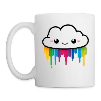 Cute Cloud Raining Rainbow Colors - Mug - white - Left