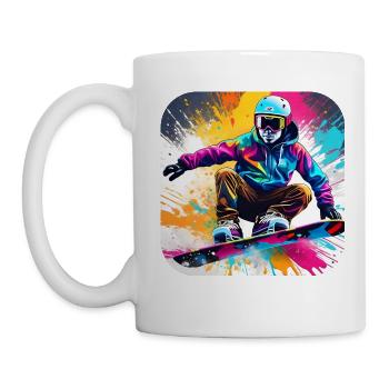 Cooler Snowboard Fahrer im bunten Graffiti Style - Tasse - Weiß - Links