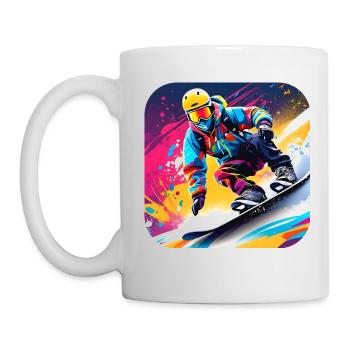 Cooler Snowboard Fahrer im bunten Graffiti Style - Tasse - Weiß - Links
