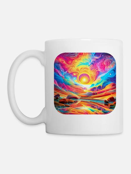 Psychedelisches Motiv IV - Tasse - Weiß