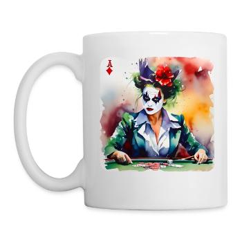 Cool Harlequin Poker Gothic Girl - Mug - white - Left