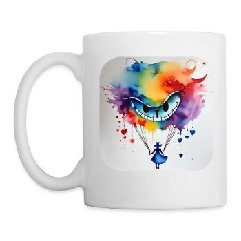 Visage de fille et de chats rieurs - Mug blanc - blanc - Gauche