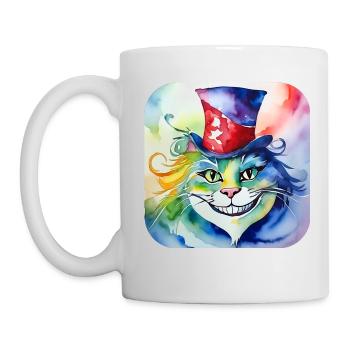 Chat fou mignon avec chapeau - Mug blanc - blanc - Gauche
