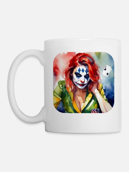 Cooles Harlequin Poker Gothic Mädchen - Tasse - Weiß
