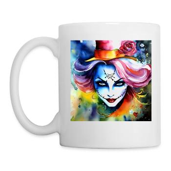 Cool Harlequin Poker Gothic Girl - Mug - white - Left